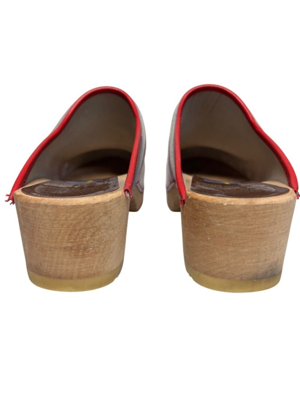 Hand-Painted Swedish Clogs Red Leather With Floral Design Size 7 By Dala Clogs - Picture 4 of 12